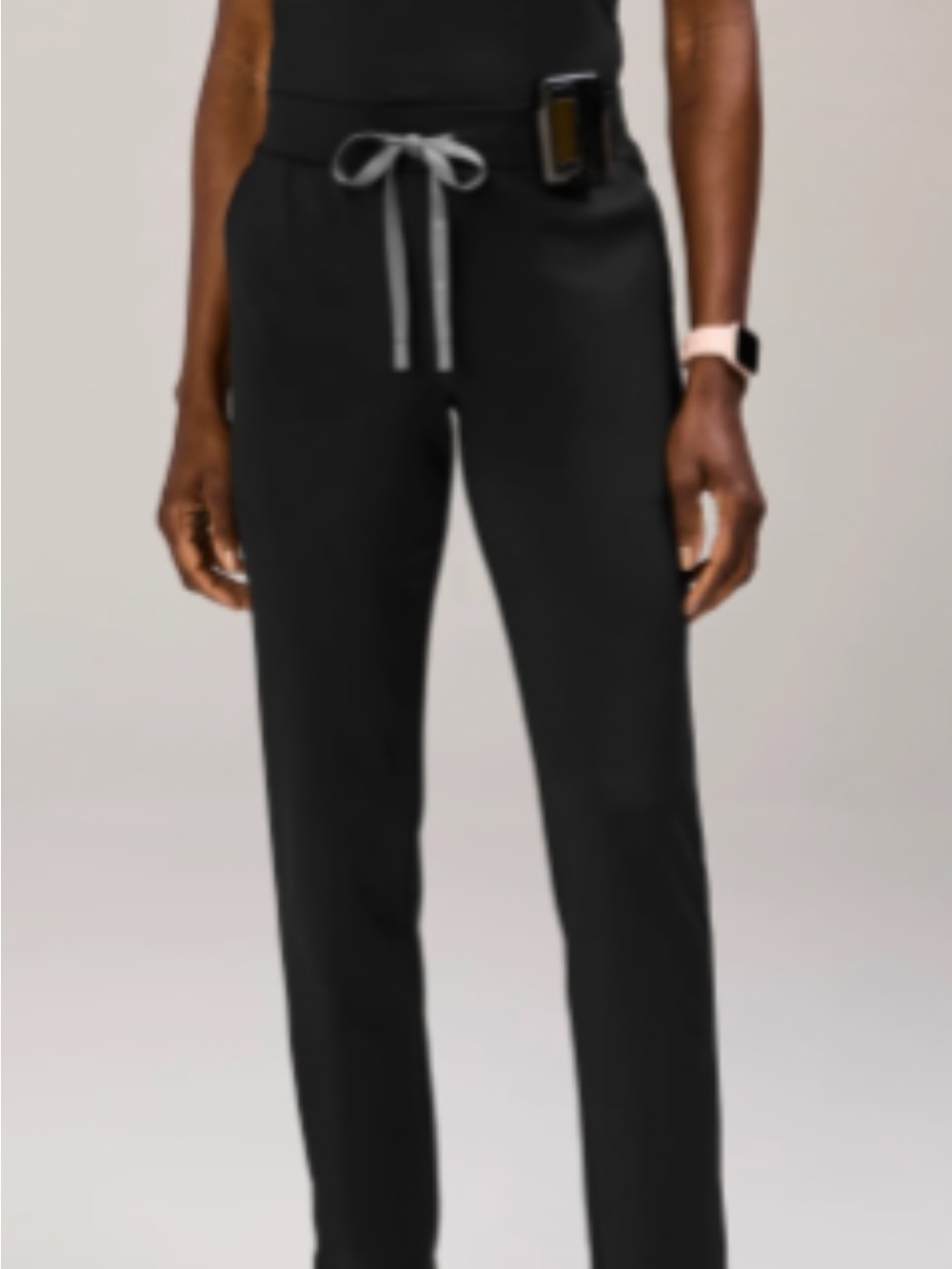 Figs Black Track Pants with Gray Drawstring